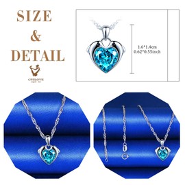CPSLOVE Elegant Heart Necklace Pendant for Women Girls 925 Silver Chains Creative Heart Dolphin Pendant with Sparkling Zircon, Sterling Silver, Cubic Zirconia