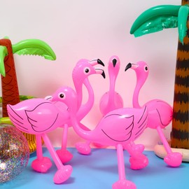 Inflatable Pink Flamingo Inflatable Flamingo Luau Party Accessories for Hawaiian Party Decoration (12 Pieces)