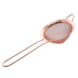 WOLVINA Rose Gold Fine Mesh Strainer - 304 Stainless Steel Handheld Sieve, Small Kitchen Filter for Baking, Tea & Cocktail Making