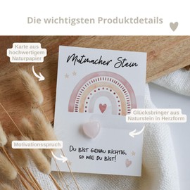 Geschenk Glücksbringer zur Einschulung | Regenbogen in Rosa | Mutmacher Stein zum Schulstart | Mutstein Einschulungsgeschenk Schulkind 2025 | Für Kinder - Mädchen und Jungen