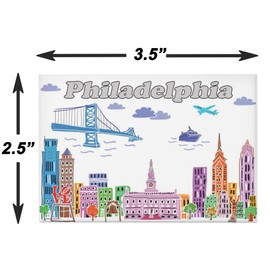 City Themed Artwork Magnet Collection by Beary Blu - Designed in The USA, Collectible Souvenirs Gifts 2.5" x 3.5" (Philadelphia)