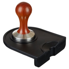 Scarlet Espresso Professional Tamper Tray with Dropped Edge (Non-Slip) and Holder for Portafilter During Tamping (Black)