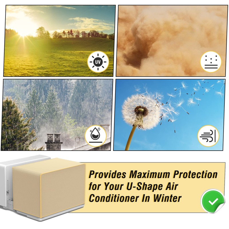 Powrocket Window Air Conditioner Cover for U-Shape Window AC Units,