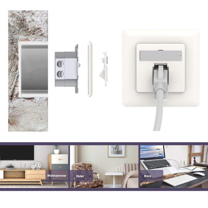 VCELINK Network Socket Cat6A Universal, 1 x RJ45 Port LAN