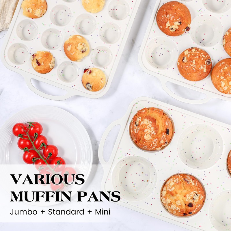 AOTASO Regular 12 Cup and Mini 24 Cup Nonstick Cupcake