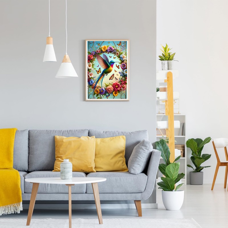 GDYEEH DIY 5D Garland Diamond Art Kits, Colourful Flowers Round