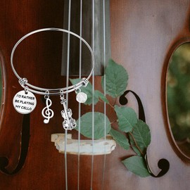 KUIYAI Cellist Musician Gift, Cellist Bracelet, Cello Player Gift for Him and Her, 6.5 cm (2.56 inches), Stainless Steel, Stainless Steel