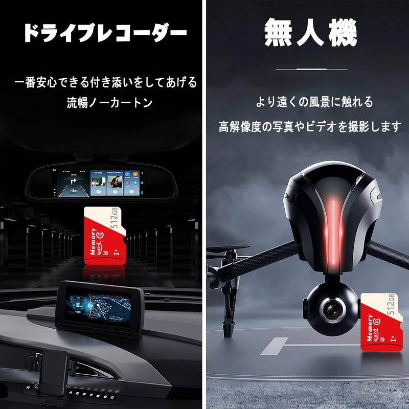 Hcnzdwe メモリーカード UHS-I U3規格 4K動画撮影 読込み100MB/s 安定していて効率的で信頼性がありますスマホ タブレット適用-F512GB