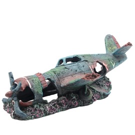 CZ-XING Fish Tank Decoration,Resin Fish Tank Ornament Fighter Plane Aquarium Decoration Cave Hideout Habitat Wreck Fish Shrimp Shelter Cave Hideout Resin Aquarium Decor Turtle Tank Decoratio
