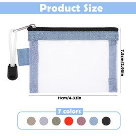 7 Pack Mini Zipper Mesh Bags 4.3" x 3"Nylon Small Mesh Bags with Zipper Coin Pouch Travel Pouch Makeup Cosmetic Mini Pouch Zipper Bags for Lipstick, Earphone, Jewelry,7 Color