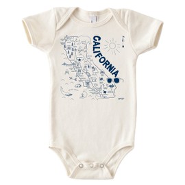 MAPTOTE Map One Piece - Unisex Baby Organic Cotton Short Sleeve Bodysuits - California, 3-6 Months