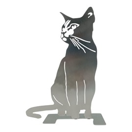 ARTTEC Sitting Cat - Elegant Stainless Steel Decoration for Garden, Balcony & Patio | All Year Round Metal Garden Decoration - Stainless Steel - Made in Germany