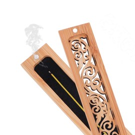 Incense Burner, Horizontal Incense Burner, Incense Plate, Made of Nanbamboo, Non-combustible Cotton, Includes Lid, Wooden Incense Burner, Openwork Carving, Incense Holder Stand, Portable, Convenient, Smoke Burner, Lay On, Relax, Calm, Siting, Meditation,