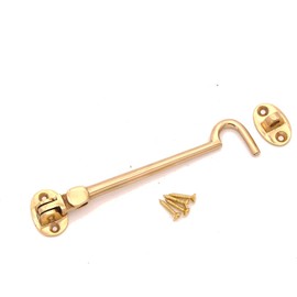 Infinity Decor Cabin Hook and Eye Solid Brass - Silent Door Latch Lock for Window, Garden Gate, Door - Polished Brass - 6" 150mm