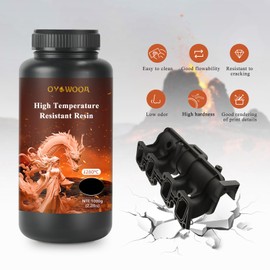 High-Temp Resistant 3D Printer Resin - Up to 280°C, High Precision 3D Printing Resin for Engineering, Industrial Parts, 405nm Photopolymer Resin for DLP/LCD (Translucent Green, 1000g)