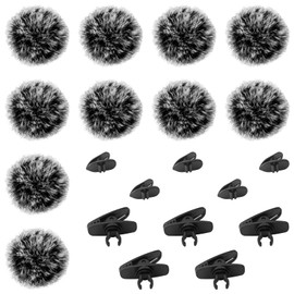Dead Cat Mic Cover, Mini Wireless Furry Windscreen Cover Set for Lavalier Microphone, Lapel Mic Windscreen Muff Comaptible with Lavalier Microphones (20 pcs)