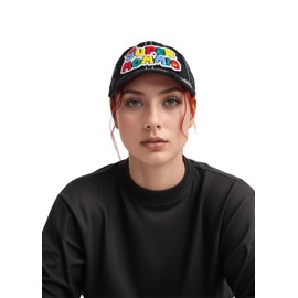 Infinite Hats Dog Mom Hat for Women Dog Dad Hat for Men Adjustable Distressed Baseball Cap Black (Super Mommio)