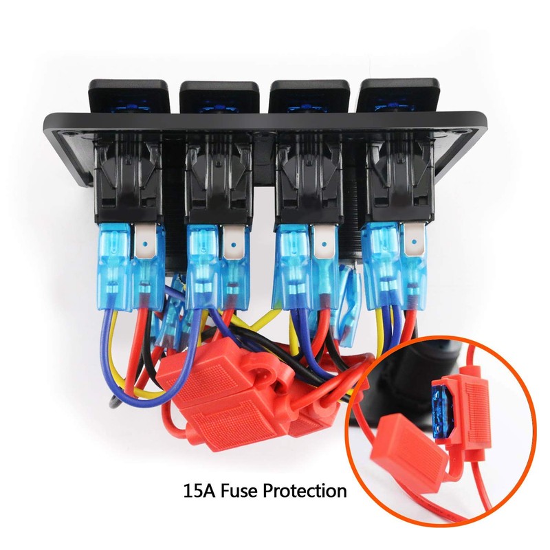 Purishion 4 Gang Rocker Switch Panel with Dual USB &