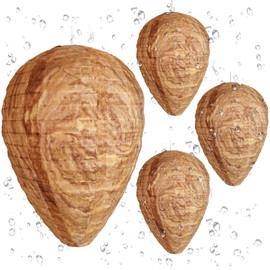 Wasp Nest Decoy, 4 Pack Hanging Fake Wasp Nest for Outdoor Wasps and Hornets, Waterproof Fabric Hornet Nest for Patio, Garden, Yard