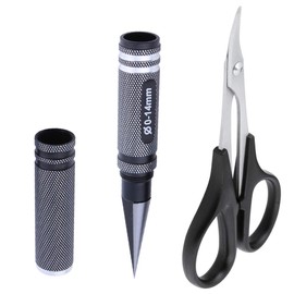 Hobbypark 0-14mm Hole Puncher Reamer w/Sleeve and Curved Scissors Set Universal Tool for RC Car Body Shell Lexan Plastic (with Black Reamer)