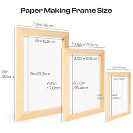 Caydo 3 Pieces Paper Making Frame Kit, Papermaking Mould and Deckle with Mesh, Absorbent Paper and Sponge for Kids Adults Supplies A5 A6 A7 (7.5 x 9.8 Inches,5 x 7 Inches, 4.5 x 5.7 Inches)
