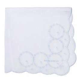 Laura Ashley 05601197 Handkerchief Embroidery Handkerchief, Women's, Small Flower Pattern, saxon blue