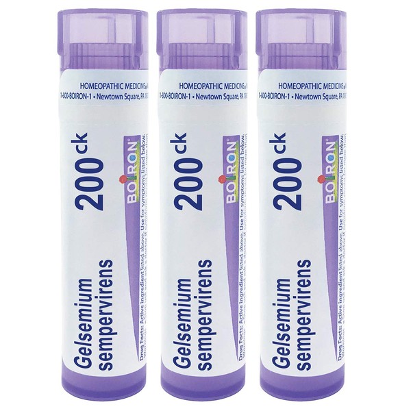 Boiron Gelsemium Sempervirens 200ck Homeopathic Medicine for Apprehension - Pack of 3 (240 Pellets)