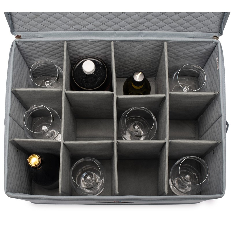 MOJECTO Extra Large Tall Hard Stemware Storage Box (20x15.5x13.2 In).