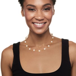 Ross-Simons 8-8.5mm Cultured Pearl Station Necklace in 18kt Gold Over Sterling. 16 inches