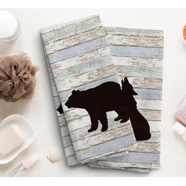 NOQL Wild Animal Absorbent Kitchen Towels, Camper Gifts, RV Accessories for Inside Fun, Dish Towels Dishcloth Set of 2, 16x24, Wolf Bear Towels for Bathroom, Art Prints Decoration