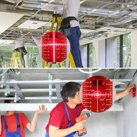 Huepar TP01R-Magnetic Floor Laser Target Plate Card with Stand for Red Beam Applications Enhancing The Visibility of Green Laser Lines or Points 1.3 Times