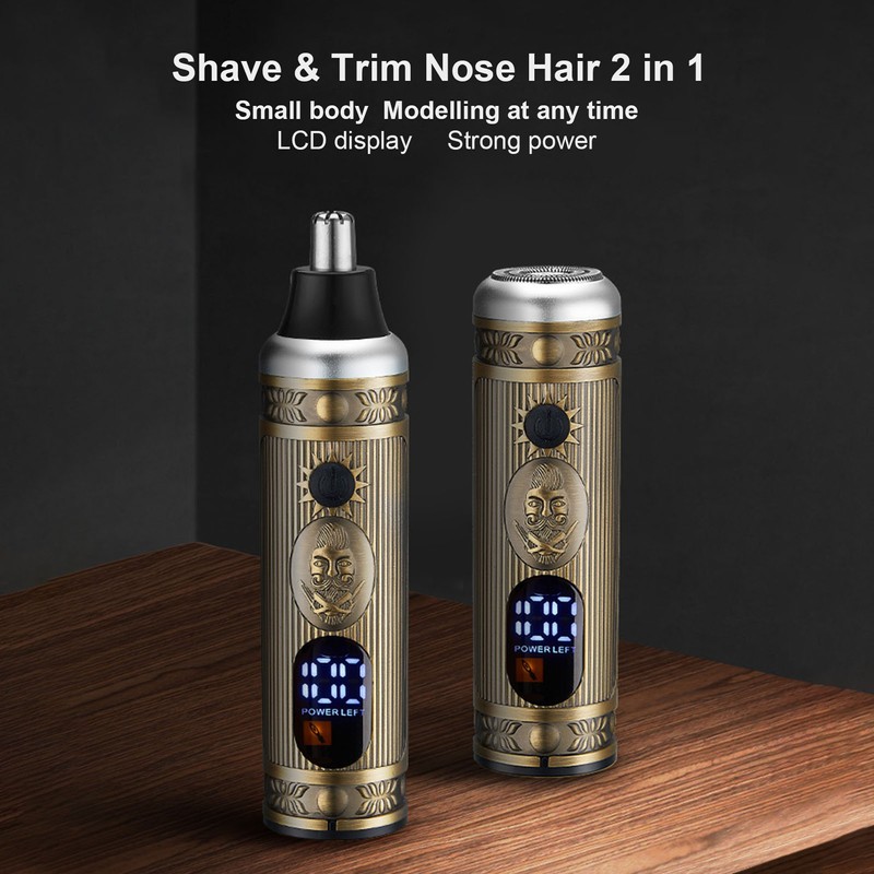 Multifunction LCD Digital Display Men's Mini Electric Shaver Portable Nose