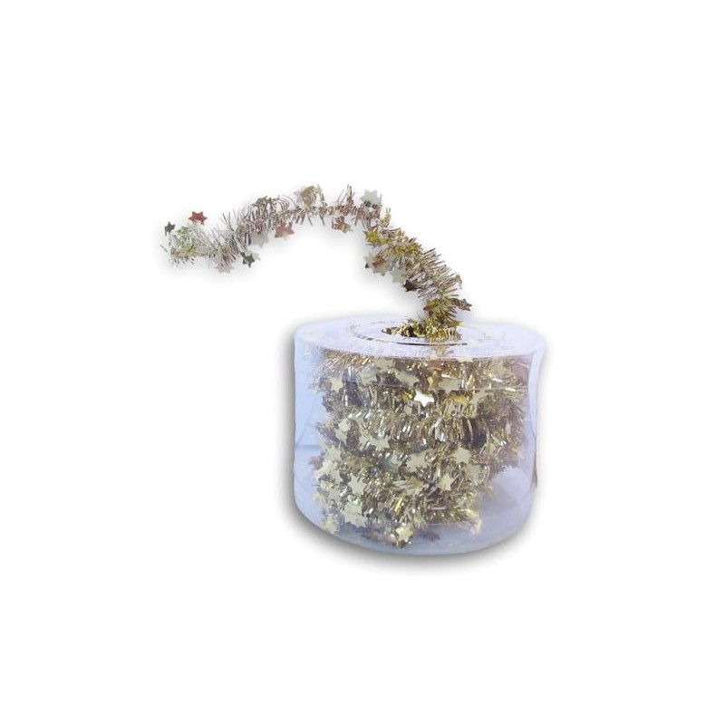 Christmas Holiday Tinsel and Stars Wired Decorative Garland - 20