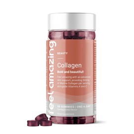 Feel Amazing Marine Collagen Gummies – 500mg of Marine Collagen Per Serving with Vitamins A & C – Daily Collagen Supplement for Skin Function & Immune Support – 30 Count 1 Month Supply