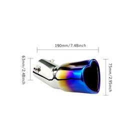 OtpOutopa Car Exhaust Tip 2.5 inch Inlet, Universal Car Exhaust Pipe Modification Tail Throat Tail Pipe Stainless Steel Muffler Tip, Adjustable Heart Shaped Car Thickened Pipe (Curved,Baked Blue)