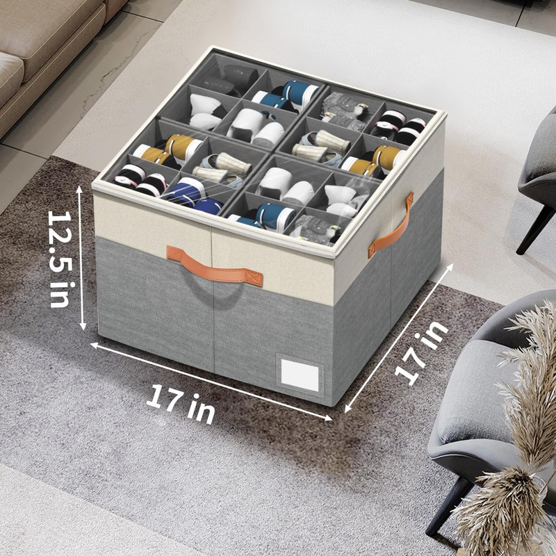 Aokeyee Shoe Organizer for Closet,2 Pack Foldable Shoe Storage Organizer