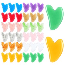 36 Pcs Gua Sha Facial Tools Bulk, Heart Gua Sha Facial Tools Set, Gua Sha Massage Tools Bulk - 12 Colors Resin Heart Shape Massage Guasha Tool for Face Body Skin Care, Spa