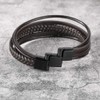 murtoo Mens Leather Bracelet with Magnetic Clasp Cowhide Multi-Layer Braided
