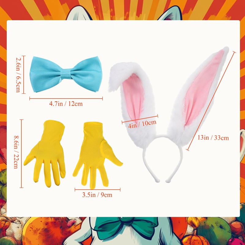 6 Pcs Halloween Bunny Rabbit Costume Set Bunny Ear Headband