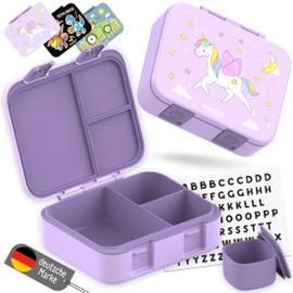 BEARFOOT Bento Box Compact, BPA-Free Children's Lunch Box for School & Nursery, Leak-Proof Lunch Box for Girls and Boys, Practical, Lightweight and Compact (Unicorn Purple, 1,000 ml)