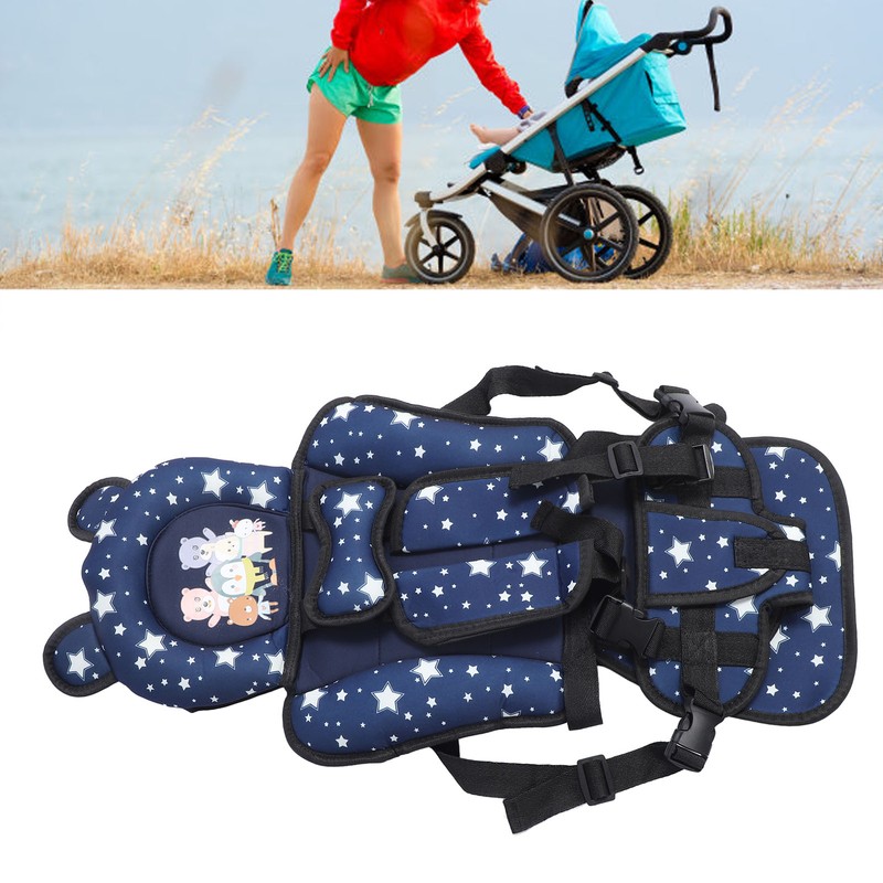 Toddler Car Seat Insert Bear Pattern Heighten Adjustable Fixing Straps