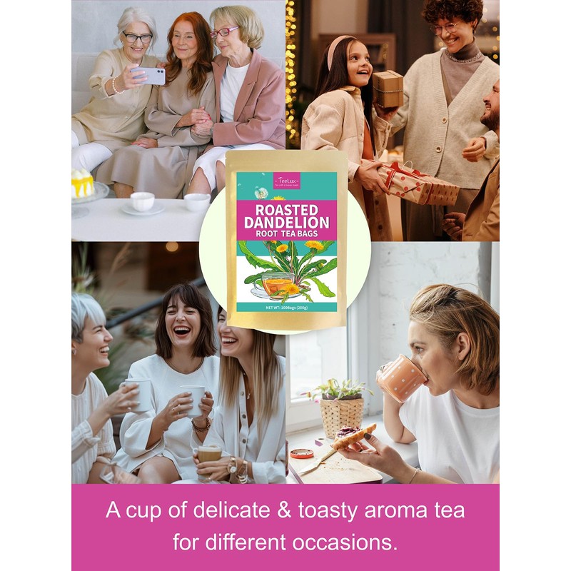 TeeLux Roasted Dandelion Root Tea Bags, Premium Natural Dandelion Root