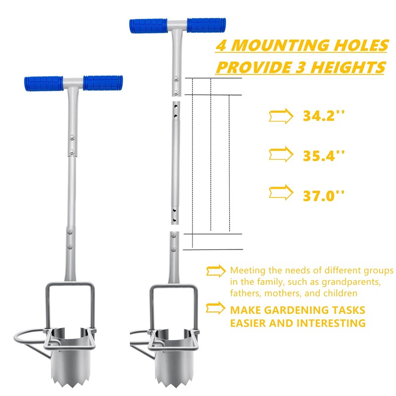 Updated Bulb Planter Long Handle for Digging, 5-in-1 Lawn and