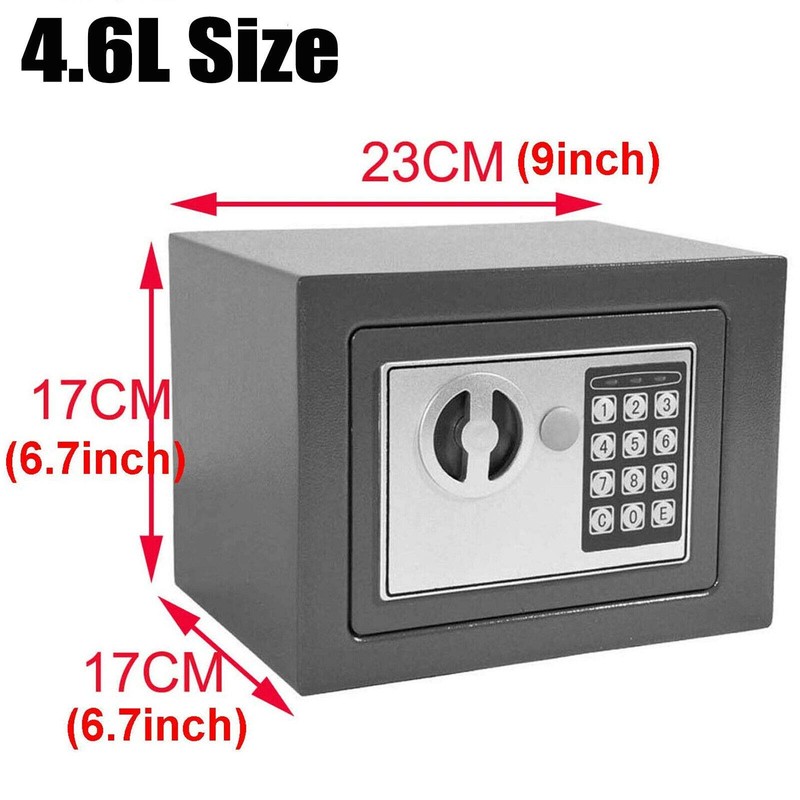 Lucn Electronic Safe Box Password Case 4.6L Grey Steel Digital/Key