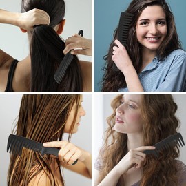 Kmchilj Wide Tooth Anti-Knotting Comb - Anti-Static and Durable, Suitable for Wet or Dry, Long or Short Hair, Reduces Tangling and Hair Loss (Black)