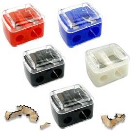 5 PCS Cosmetic Pencil Sharpeners – Lip, Eyeliner & Brow Pencil Sharpener, Dual Hole Design in Multi Colors, Compact and Portable