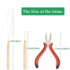 JFFX Microlinks Hair Extensions Tools Kit Plier - Pulling Hook - Bead Device with 200 Pieces 5mm Silicone Lined Micro Rings for Hair Styling Tools Accessory (Dark Brown Beads)