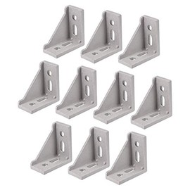 sourcing map Inside Corner Bracket Gusset, 60mm x 60mm for 3030 Series Aluminum Extrusion Profile, 10 Pcs (Silver)