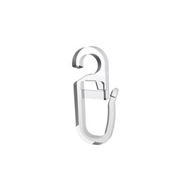 Interdeco Folding Hooks with Eyelet 6.2 mm Diameter, Clip Over Hooks for Curtain Rod Rings, Plastic in Crystal Clear (Pack of 10)