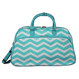 World Traveler 21-Inch Carry-On Shoulder Duffel Bag, Blue White Chevron